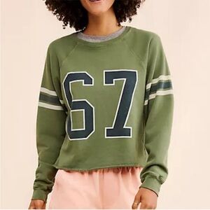 Original Retro Brand Olive Green '67' Cropped Sweatshirt from Anthropologie